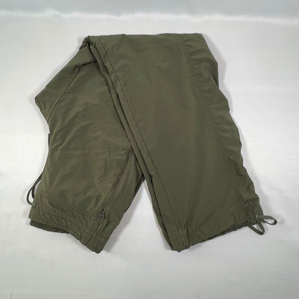 Athleta Lined La Viva Pants Olive Green Ruched Hiking Travel Jogger Size 6